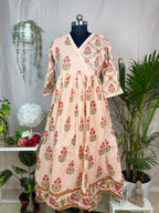 Mahi Peach Bloom Anarkali 3 Pcs Suit Set
