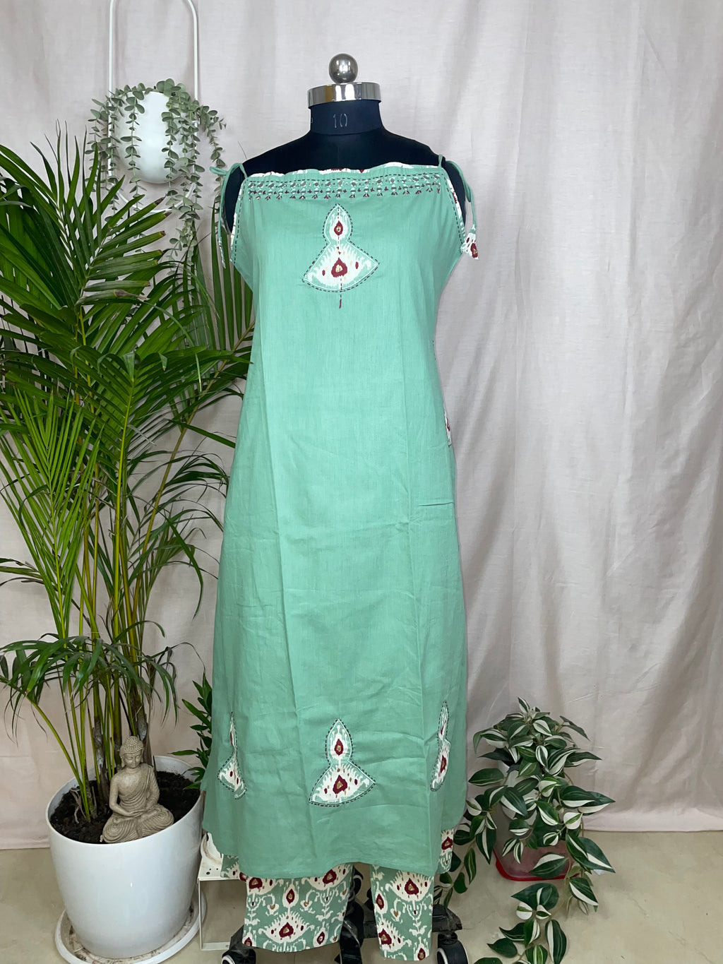 Mahi Mint 3-Piece Spaghetti Palazzo Set