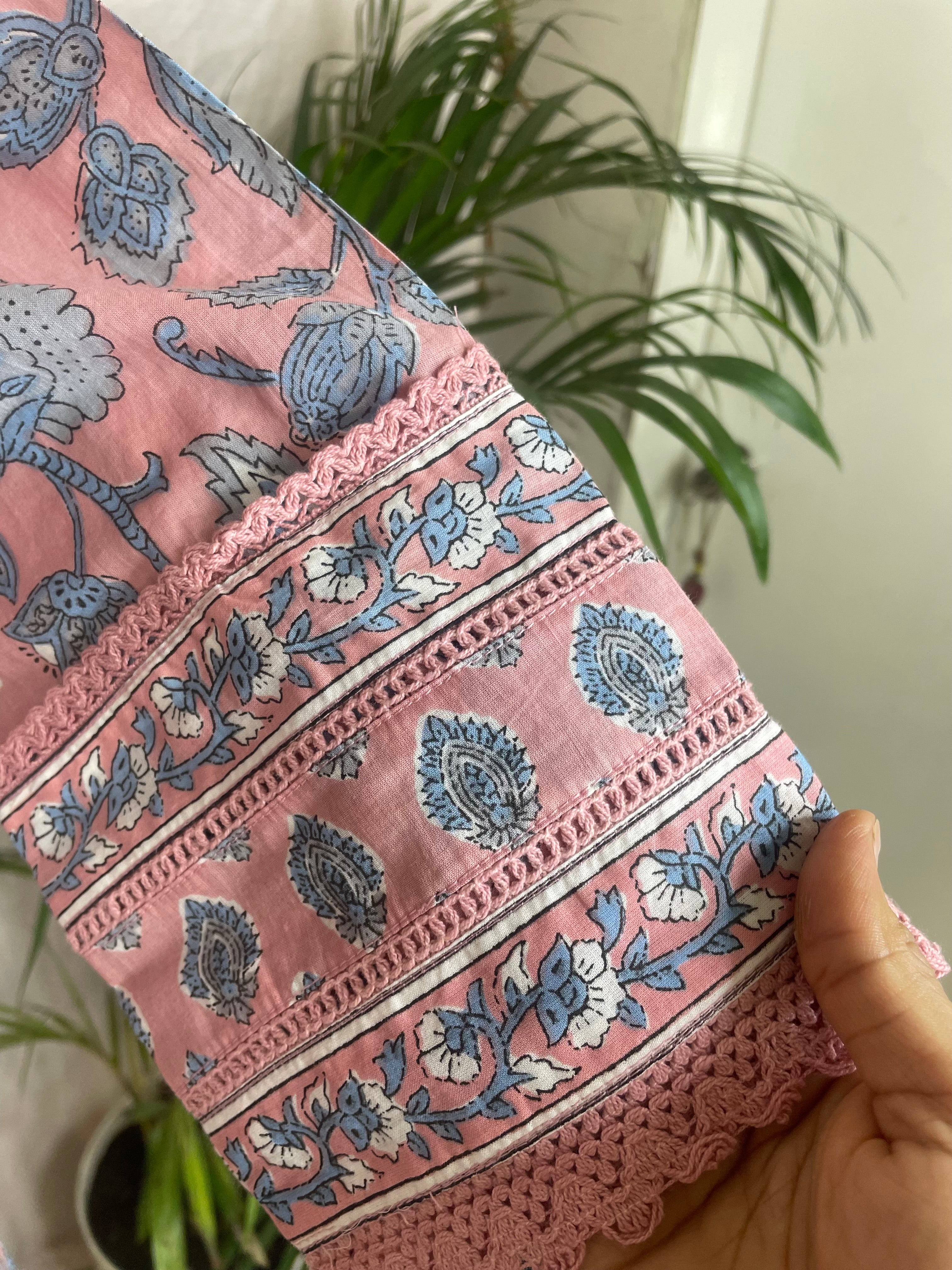 Tanvi Peach Blue Cotton 3 Pcs Suit Set