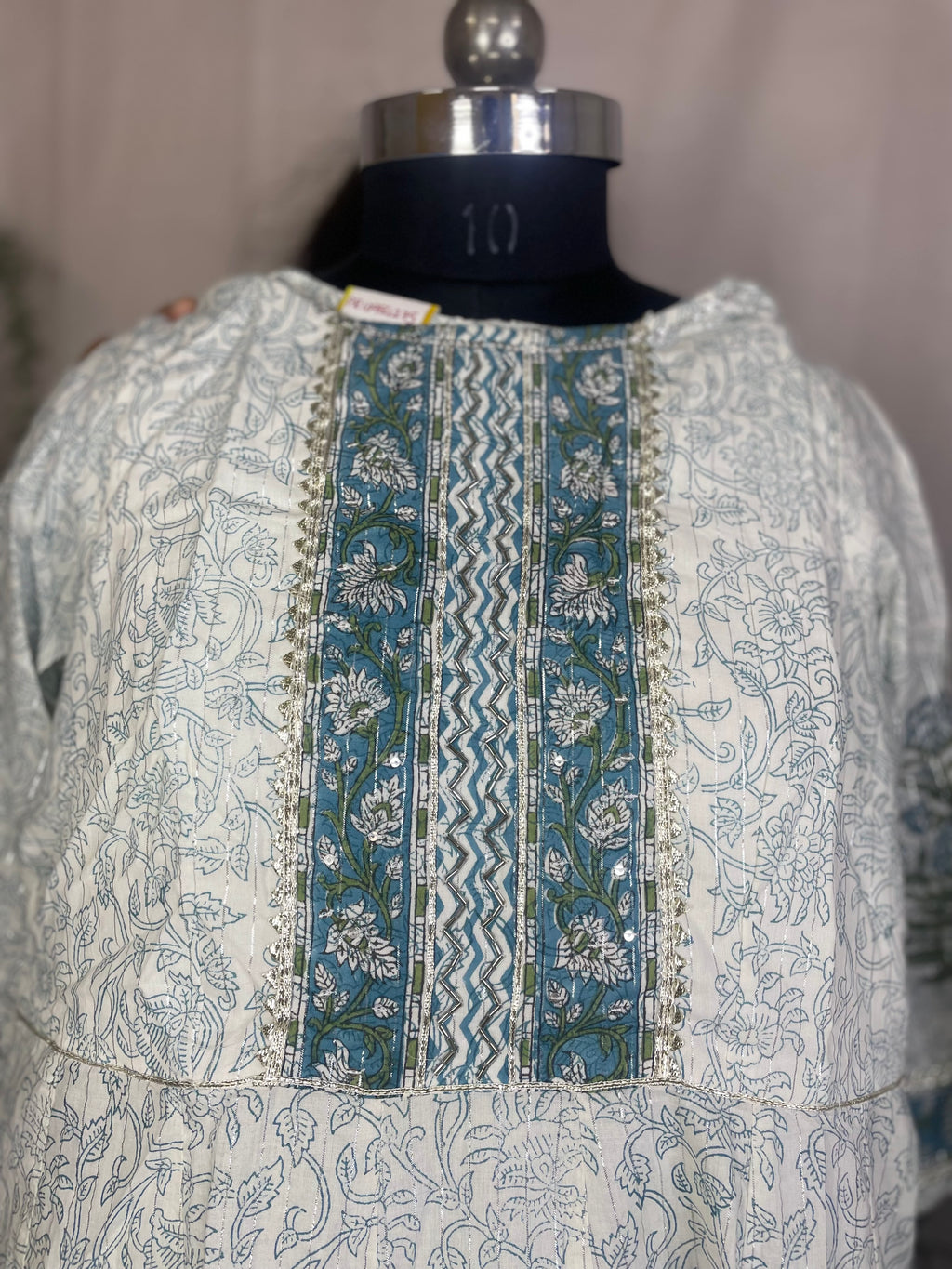 Mira Ivory Blue Sharara 3 Pcs Suit Set