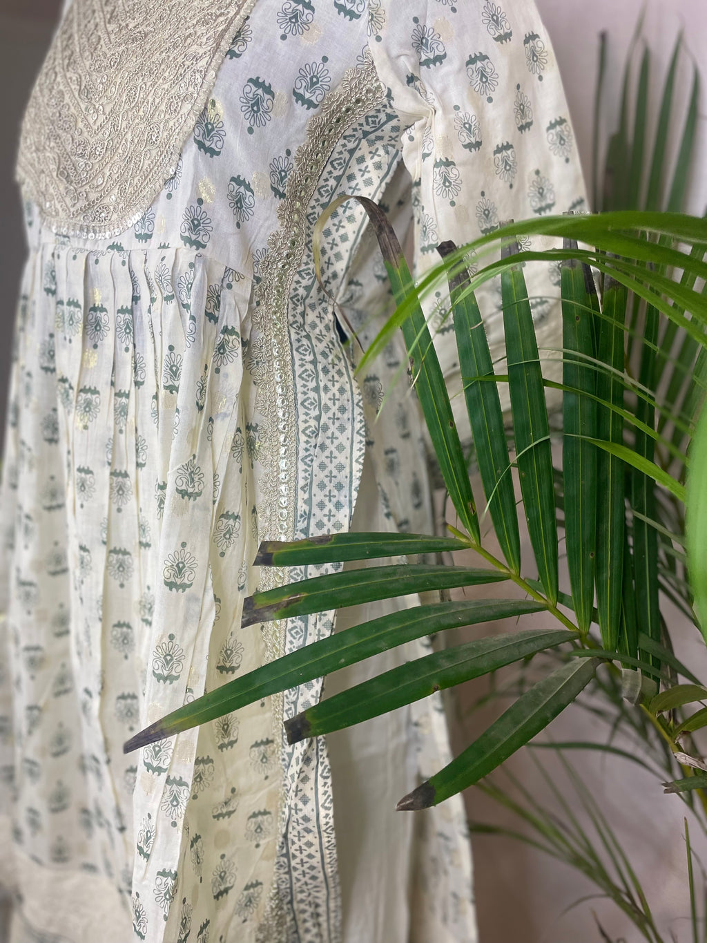 Manya Ivory Sage  Cotton 3 Pcs Suit Set