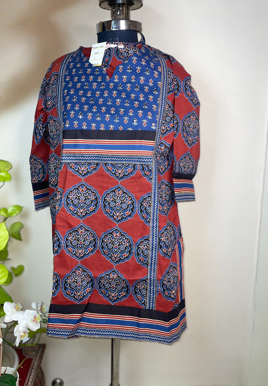 Red Ajrakh Short Kurti