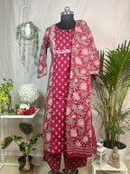 Charvi Maroon Bloom Cotton 3 Pcs Suit Set
