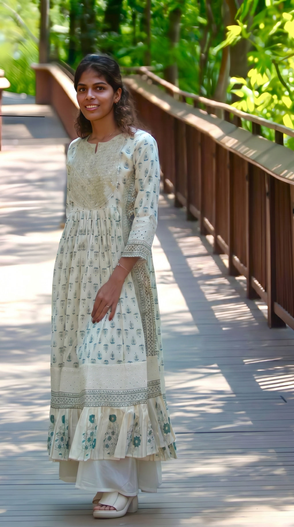 Manya Ivory Sage  Cotton 3 Pcs Suit Set