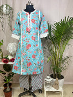 Aaira Aqua Bloom  3 Pcs Suit Set