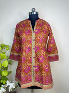 Rust Gulmohar Hand Block Cotton Short Kurti