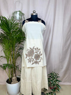 Vritti Ivory Floral 3-Piece Spagetti Palazzo Set