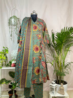 Vrinda Sage Green Cotton 3 Pcs Suit Set