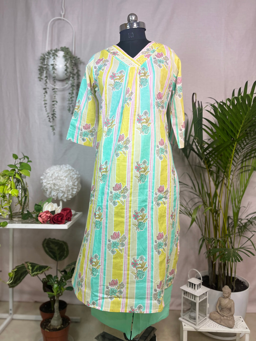 Dhruvi Mint Lemon Cotton 3 Pcs Suit Set