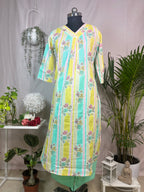 Dhruvi Mint Lemon Cotton 3 Pcs Suit Set