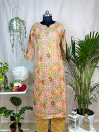 Yashvi Mustard Floral Cotton 3 Pcs Suit Set