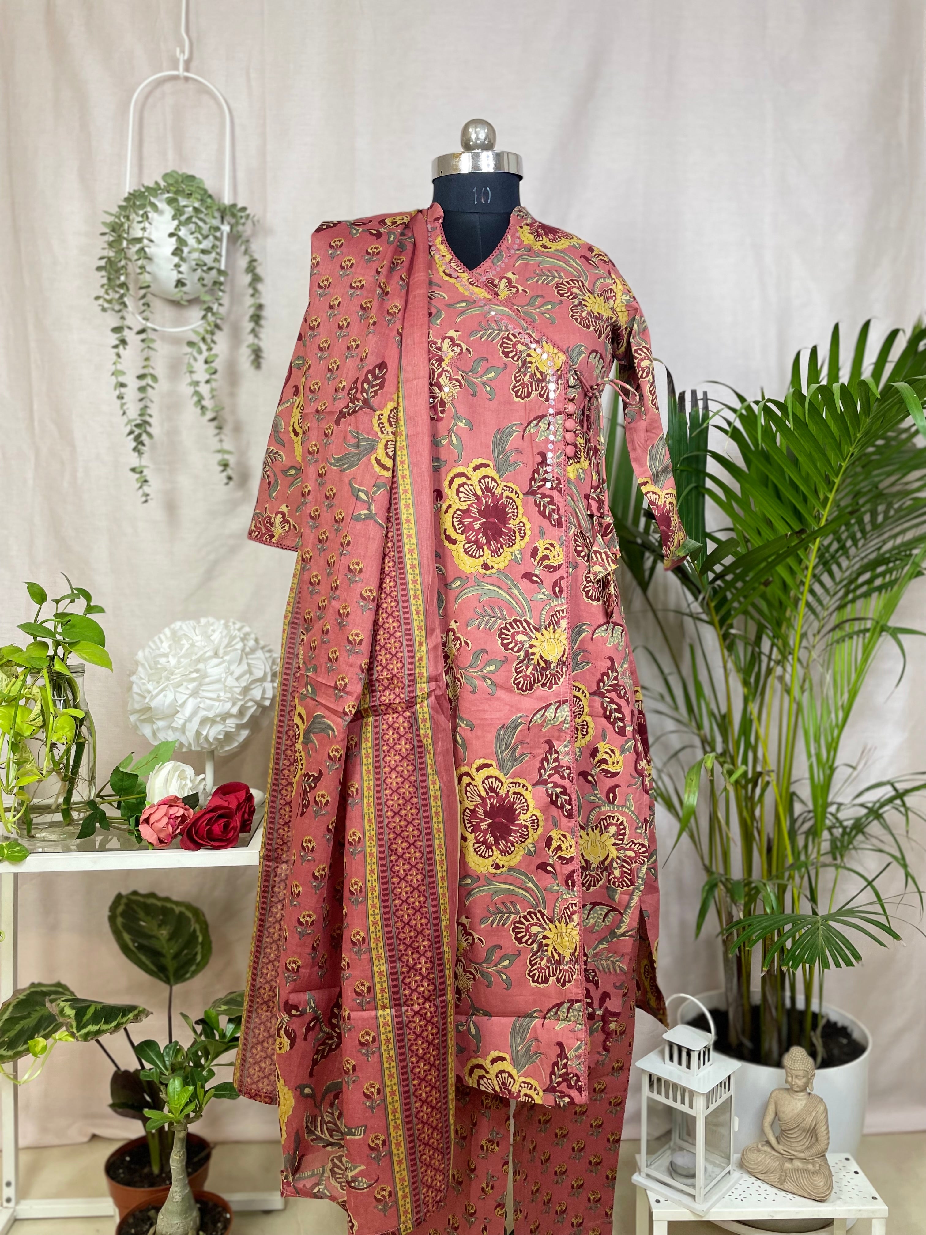 Keya Rose Floral Cotton 3 Pcs Suit Set