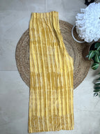 White-Mustard Yellow Cropped top Paired With Loose Fit Flared Pants