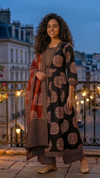 Kaira Rust Noir 3 Pcs Suit Set