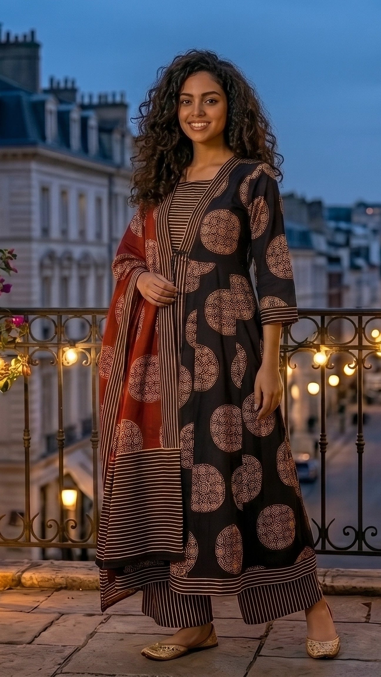 Kaira Rust Noir 3 Pcs Suit Set