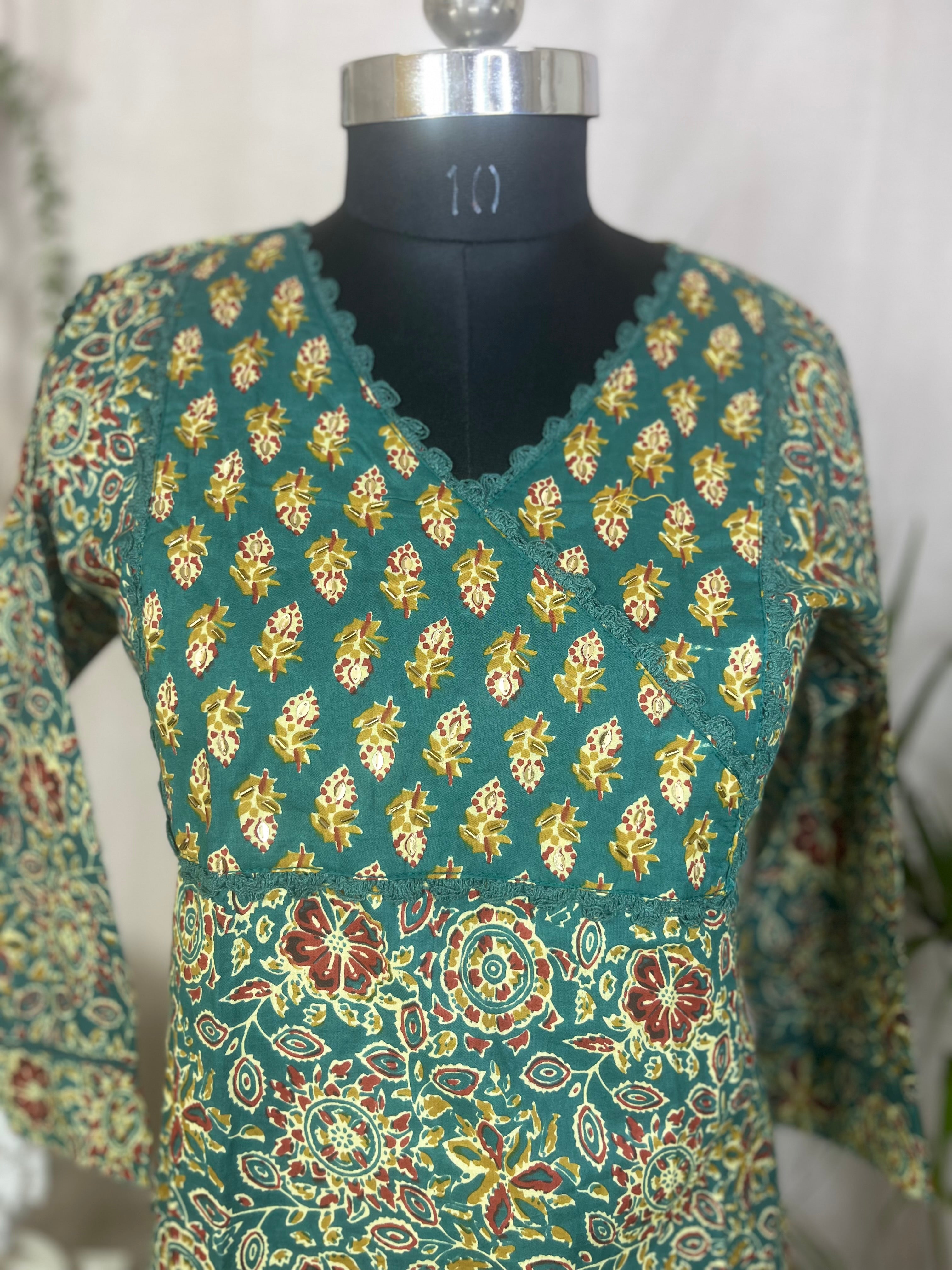 Navya Teal Green Cotton 3 Pcs Suit Set