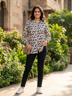 Ivory Hand Block Cotton Short  Kurti