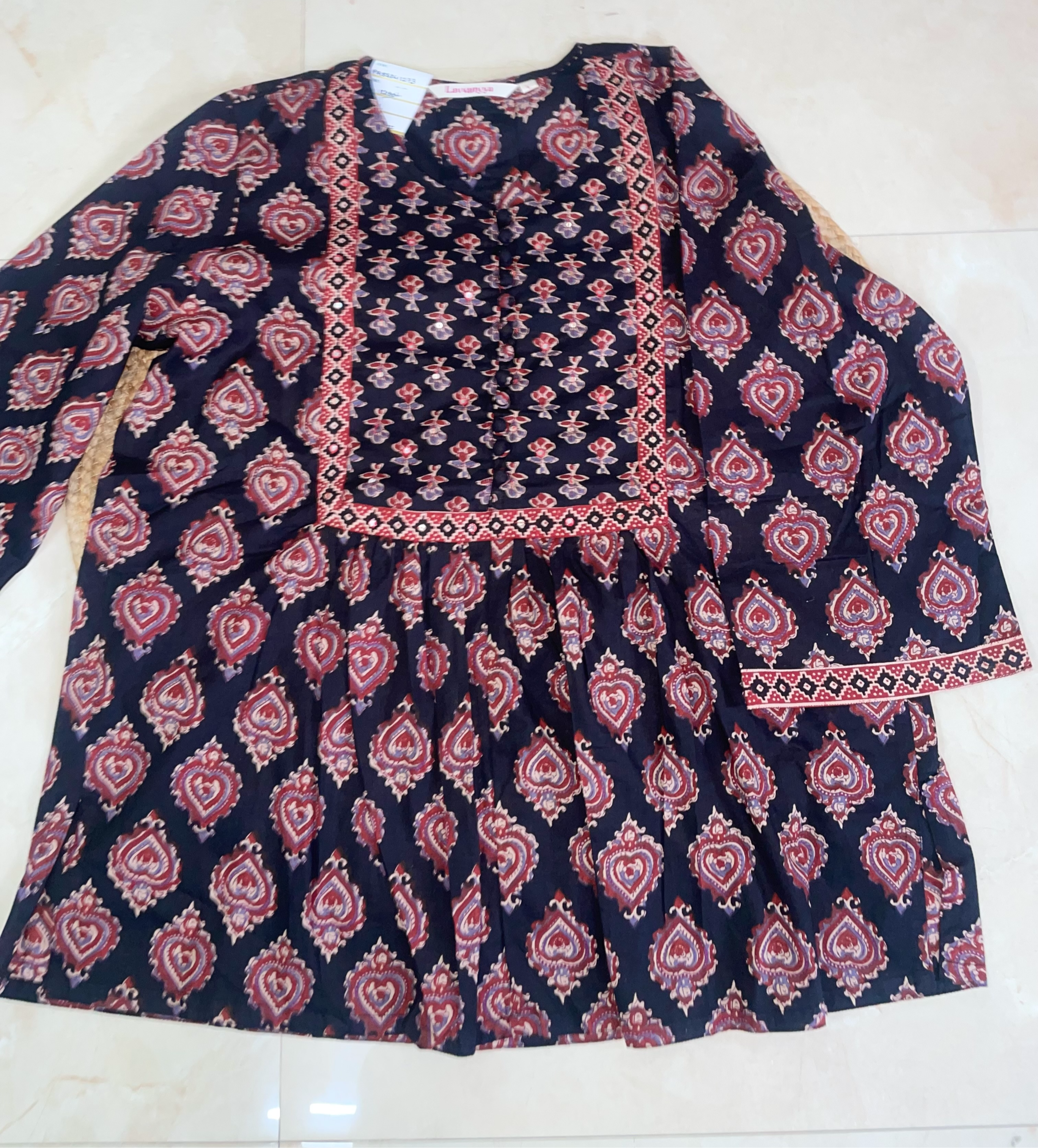 Midnight Paisley Short Kurti