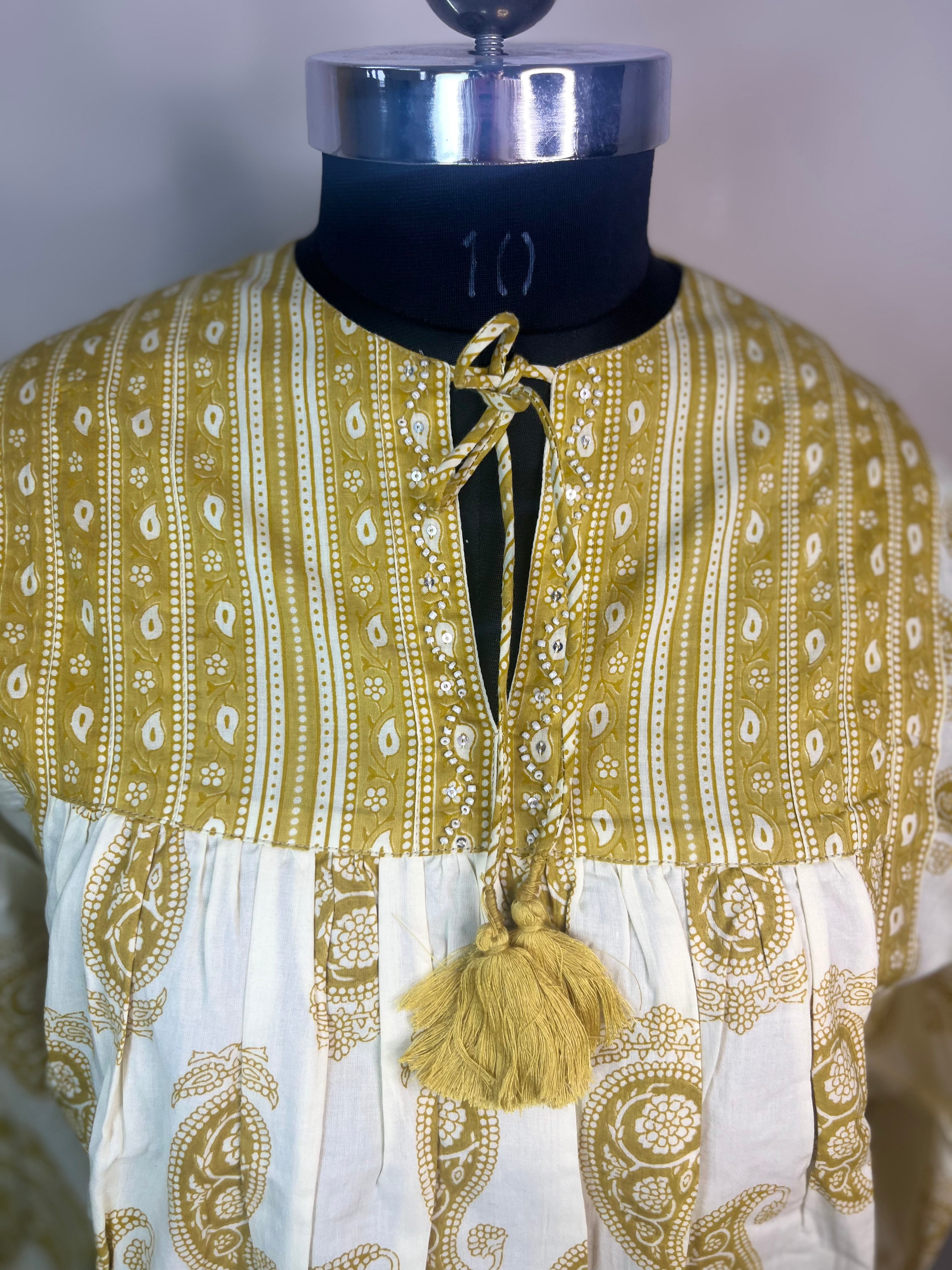 Lemon Paisley Top, Short Kurti