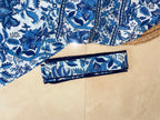 Blue Blossom Hand Block Short Dress