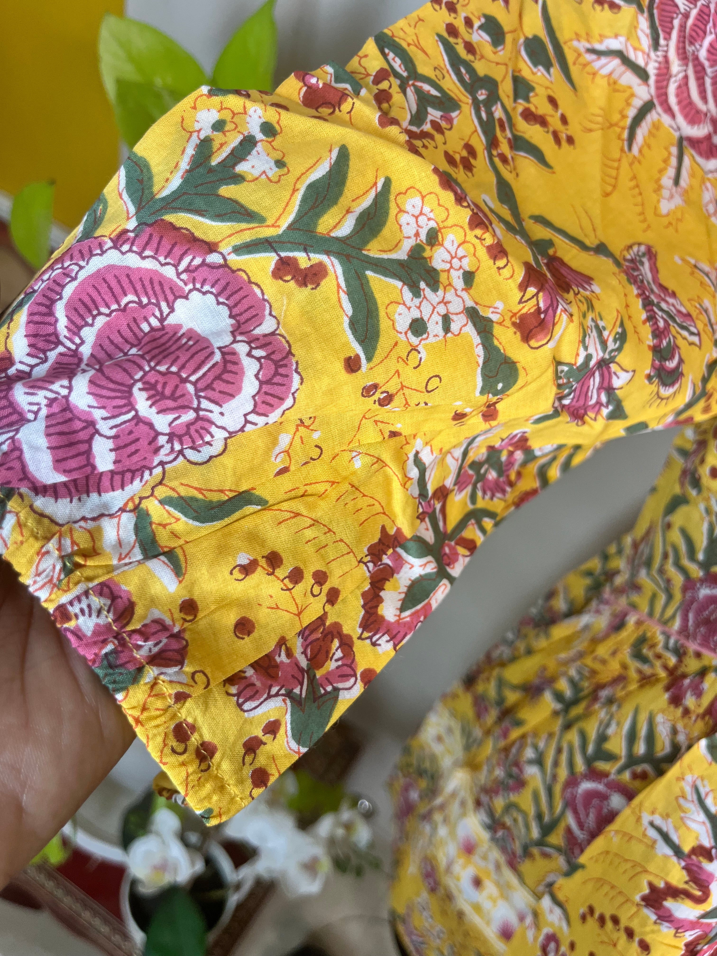Yellow Bloom Top, Short Kurti