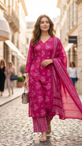 Mishri Rani Pink Cotton 3 Pcs Suit Set