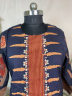 Nisha Navy Rust Cotton 3 Pcs Suit Set