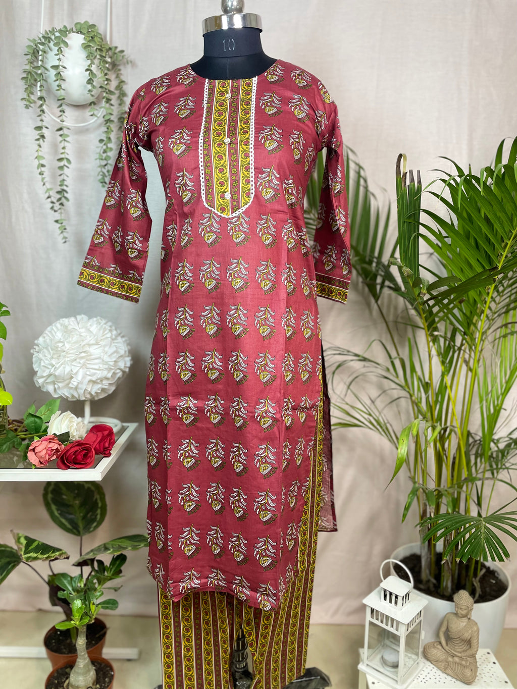Kavisha Rust Rose Cotton 3 Pcs Suit Set
