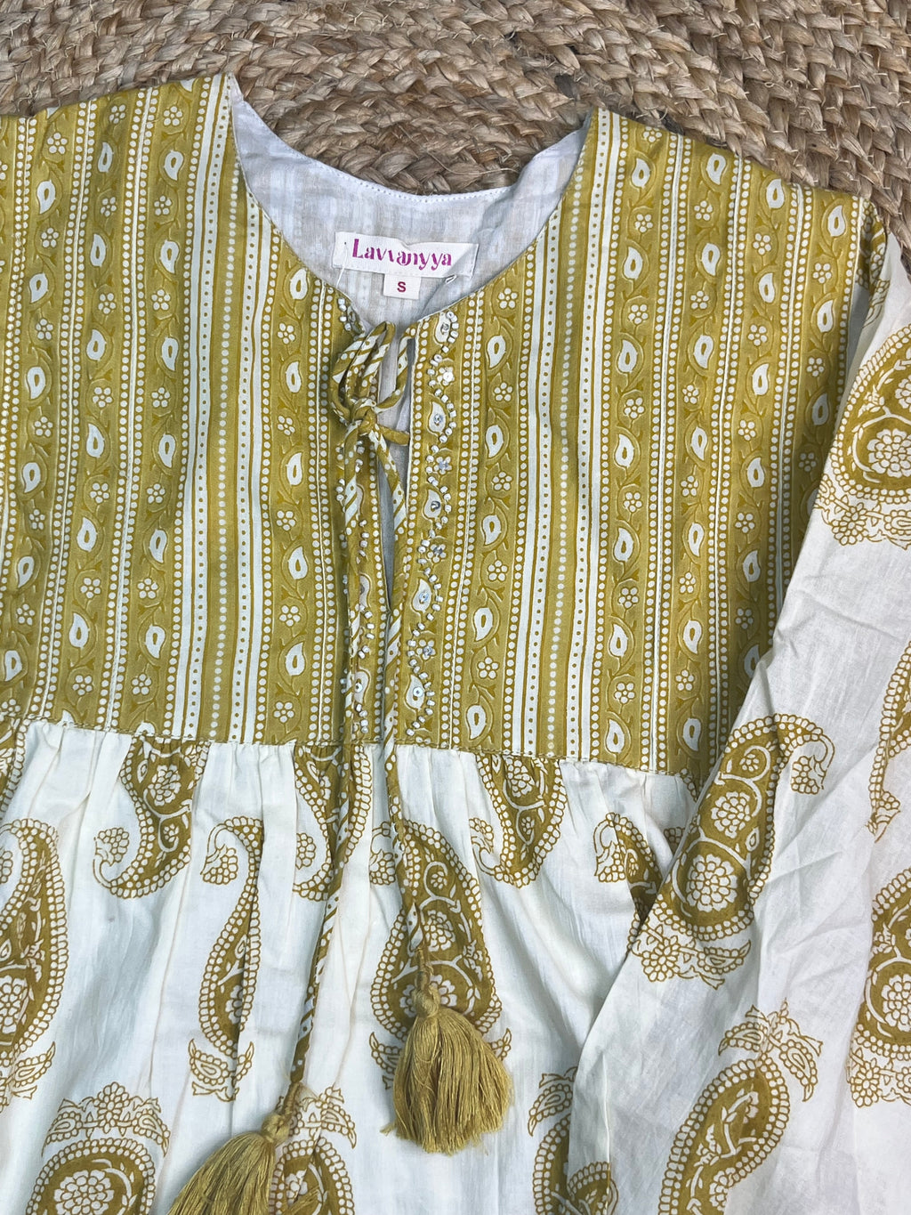 Lemon Paisley Top, Short Kurti