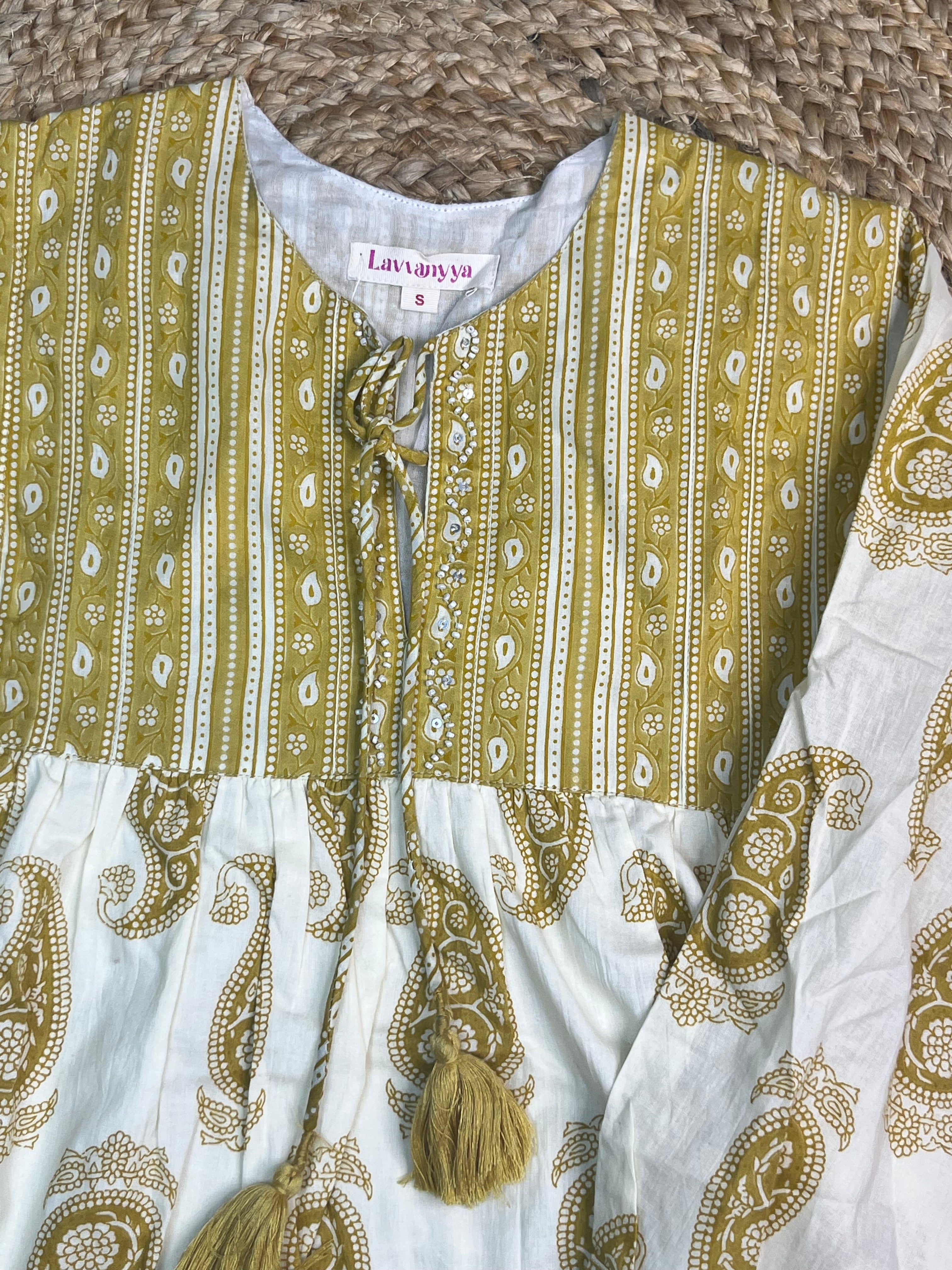 Lemon Paisley Top, Short Kurti
