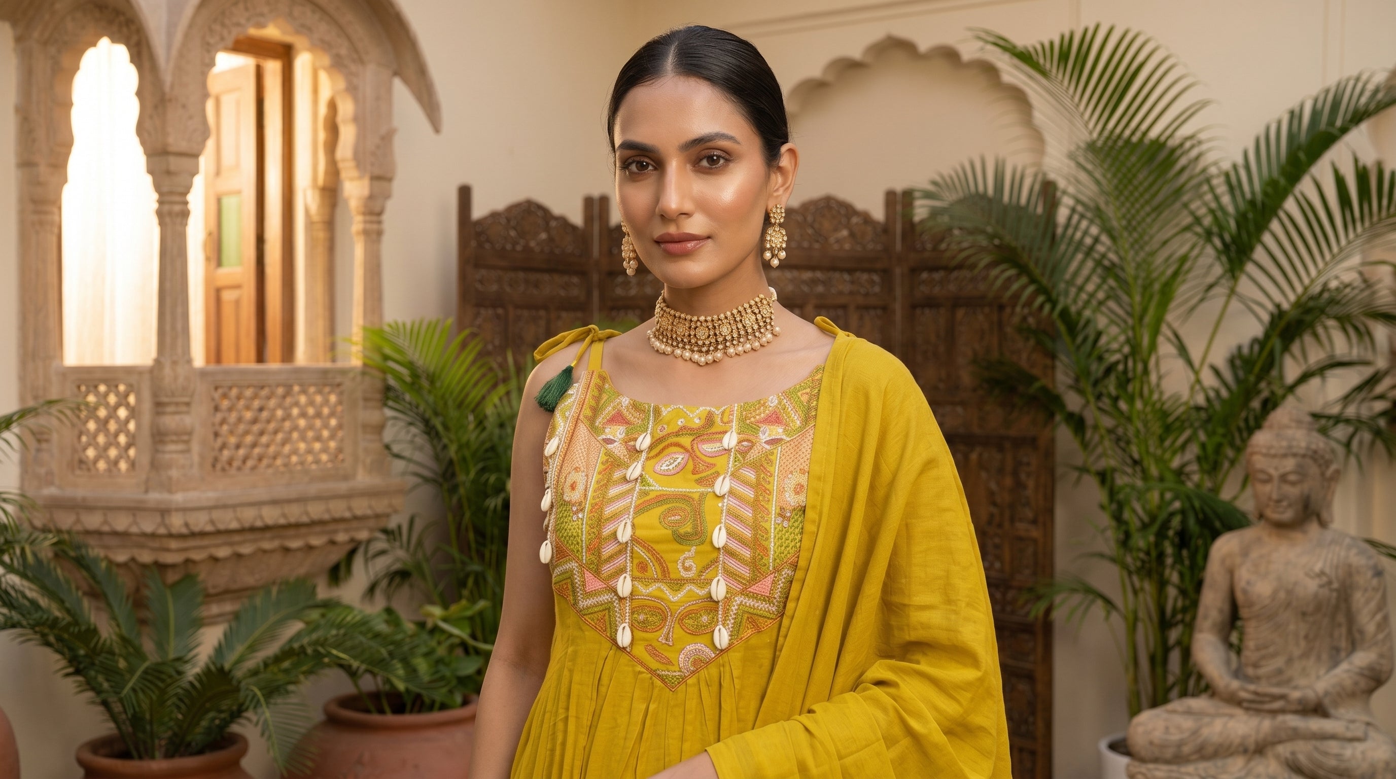 Hiral Mustard 3-Piece Spaghetti Dress Set