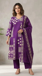 Riva Purple Cotton Suit Set