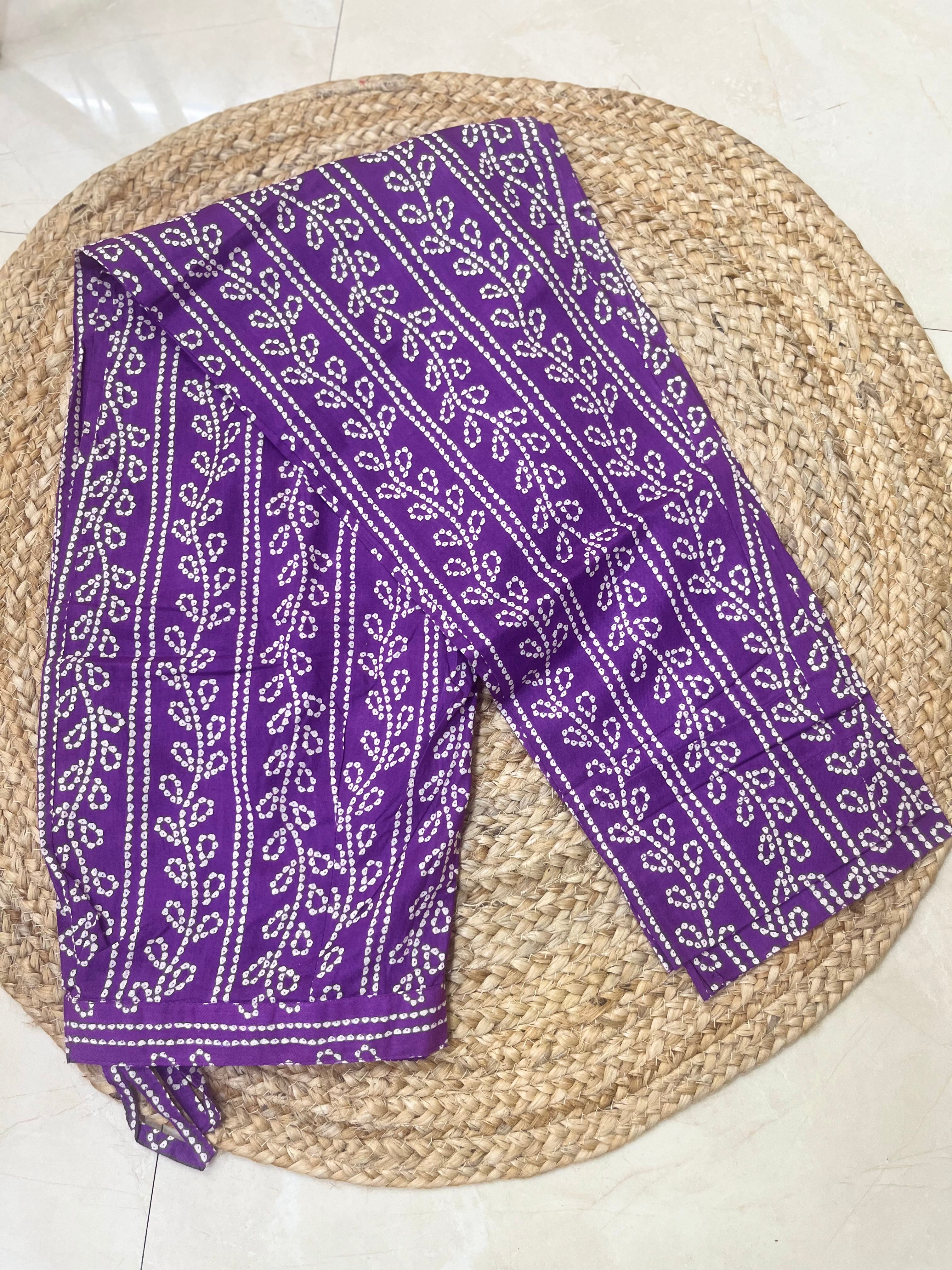 Saachi Purple Bandhani Cotton 3 Pcs Suit Set