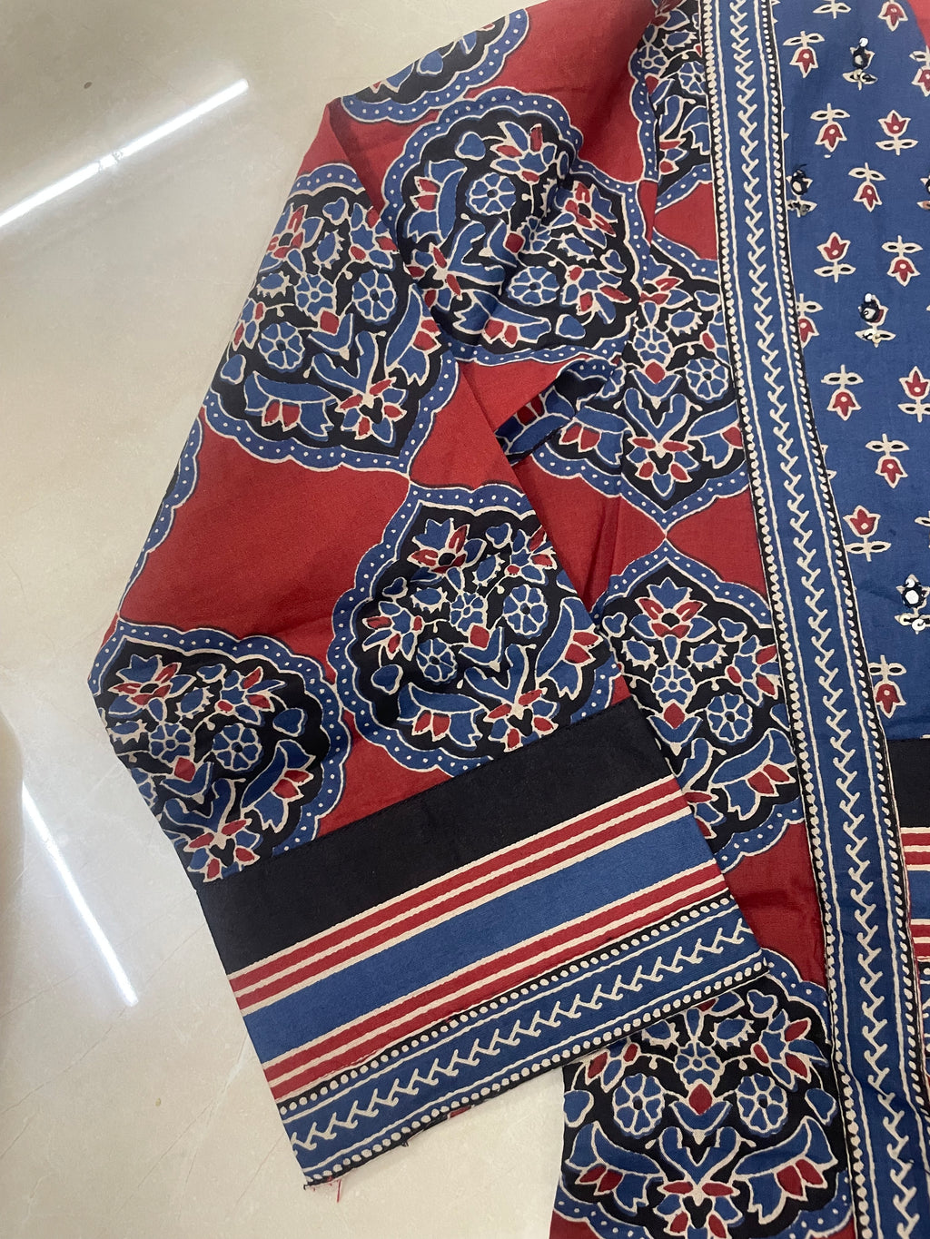 Red Ajrakh Short Kurti