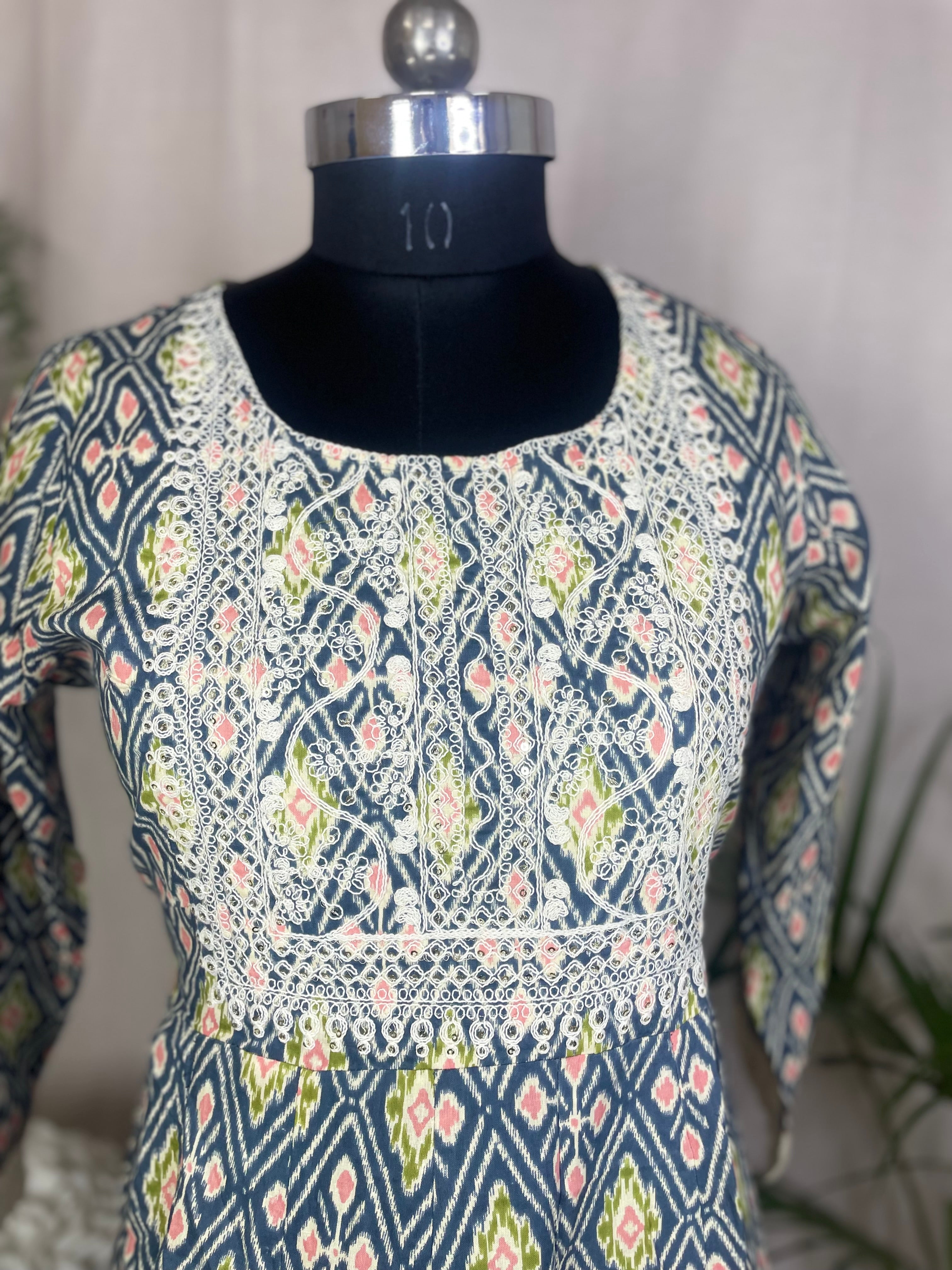 Vihana Indigo Ikat 3 Pcs Suit Set