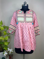 Blush Pink Garden Short Kurti