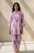 Pink Stripped Floral Co-ord Set
