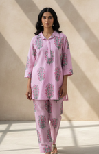 Pink Stripped Floral Co-ord Set