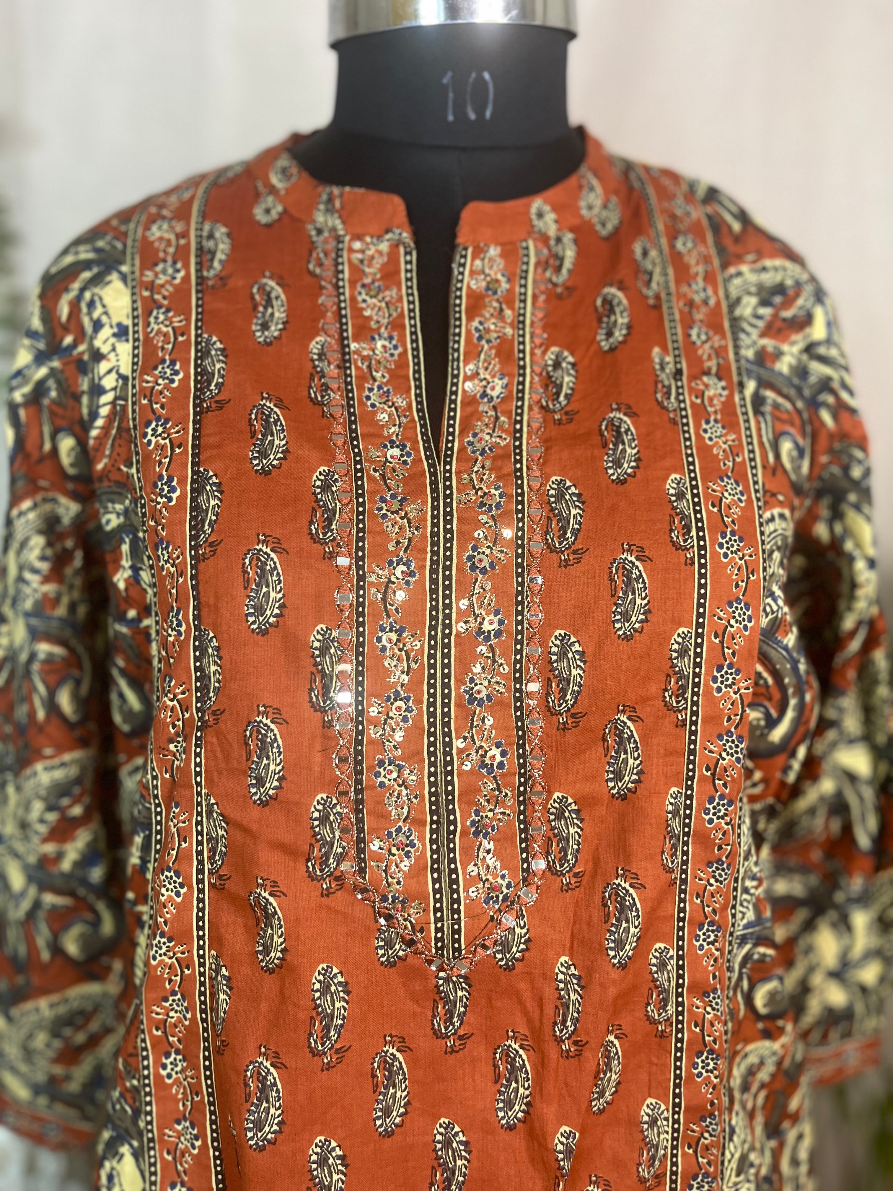 Aarna Terracotta Paisley Cotton 3 Pcs Suit Set
