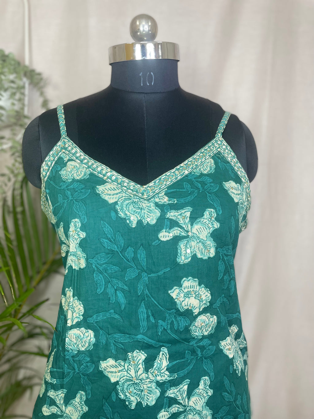Tarvi Teal Floral 3-Piece Spaghetti Set