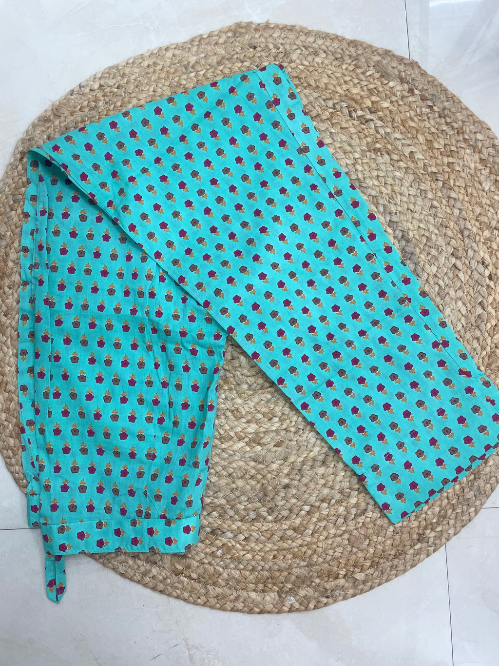 Aarvi Aqua Paisley Cotton 3 Pcs Suit Set