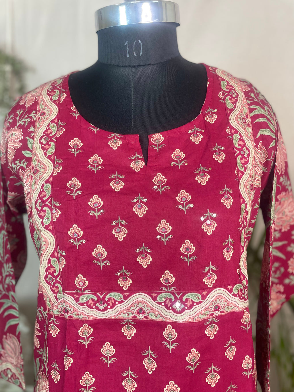 Charvi Maroon Bloom Cotton 3 Pcs Suit Set