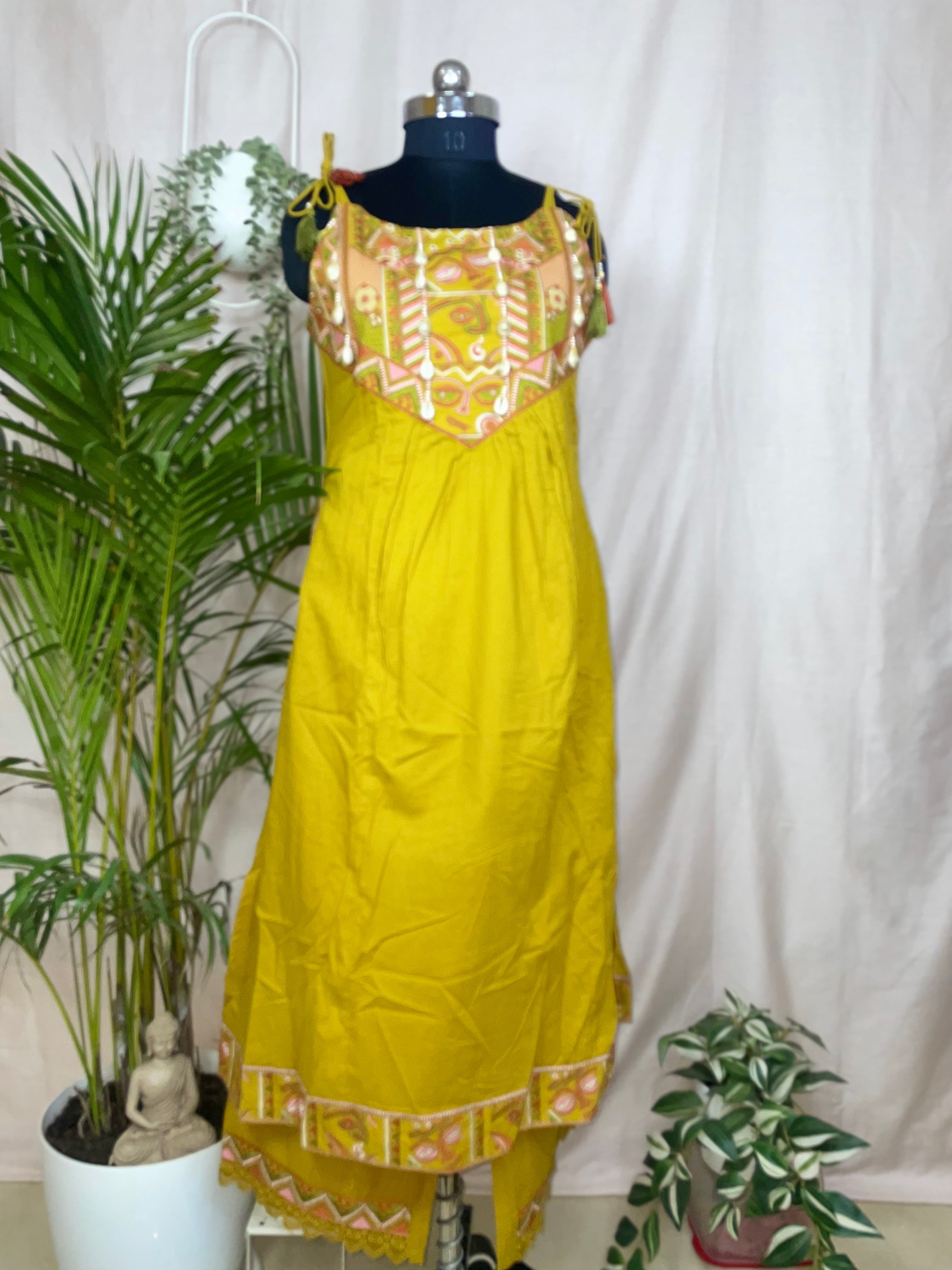 Hiral Mustard 3-Piece Spaghetti Dress Set