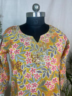 Yashvi Mustard Floral Cotton 3 Pcs Suit Set