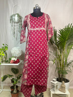 Charvi Maroon Bloom Cotton 3 Pcs Suit Set