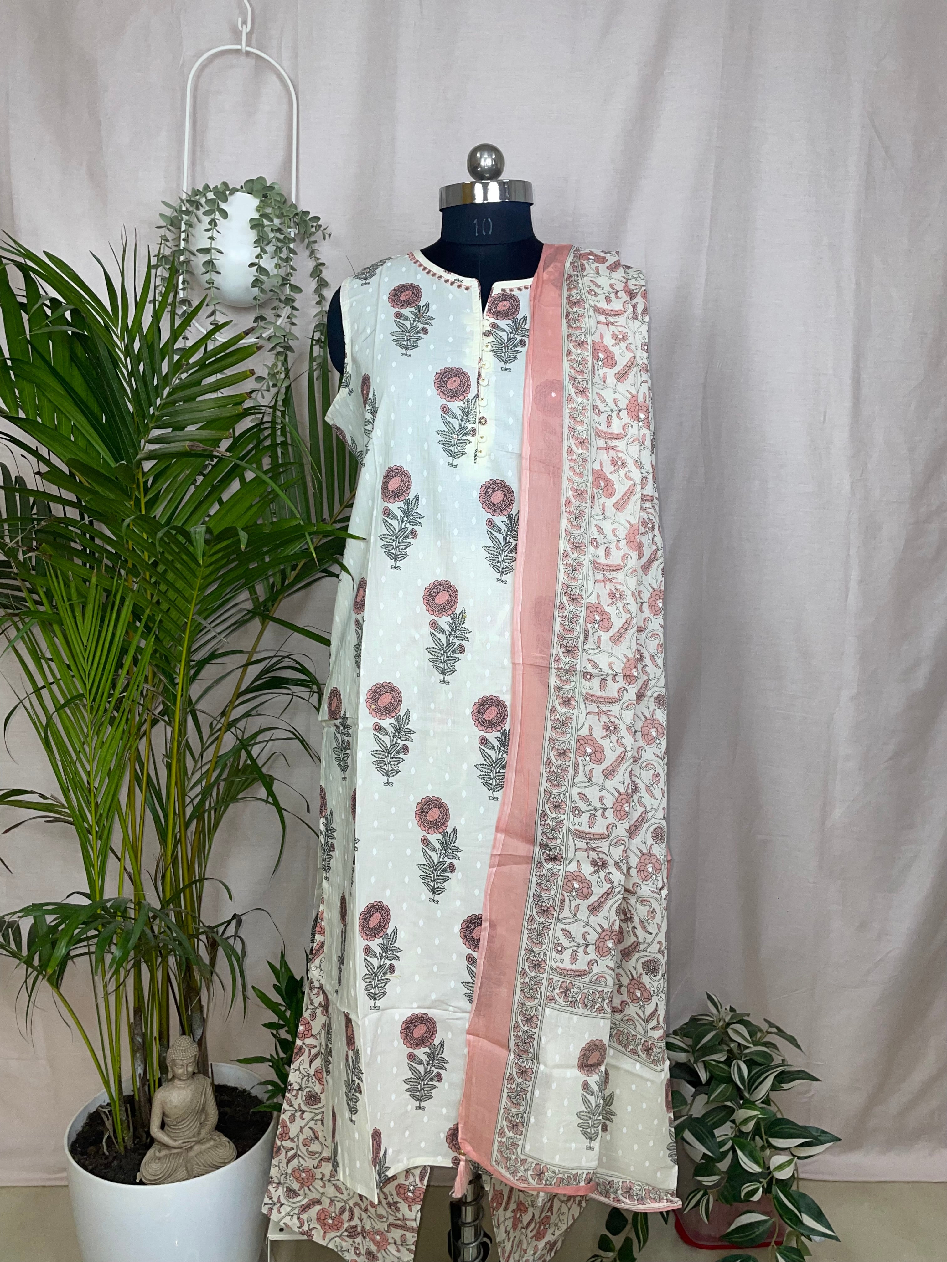 Arha Ivory Blush 3-Piece Kurta Set