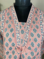 Tanvi Peach Blue Cotton 3 Pcs Suit Set