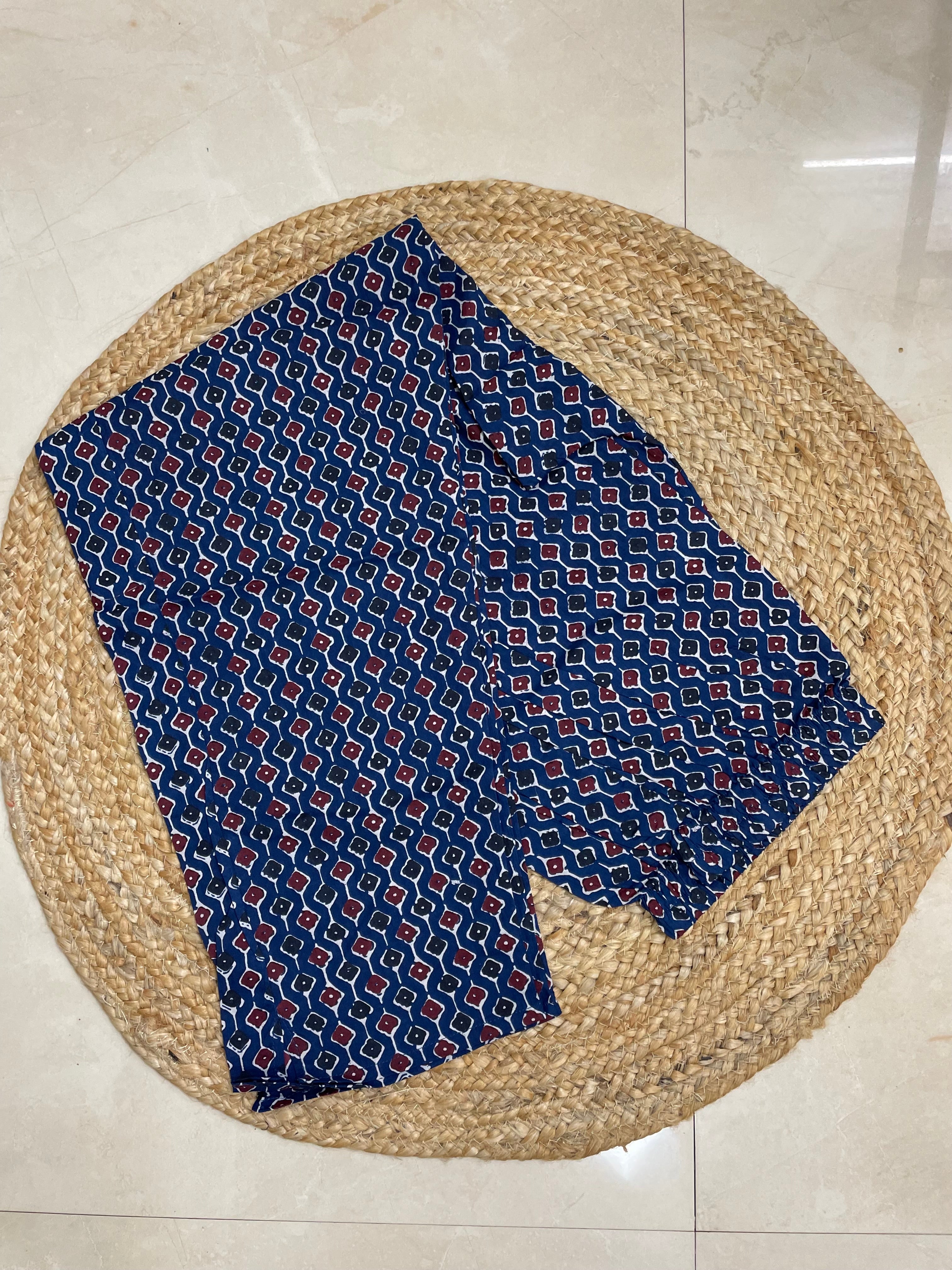 Vaani Navy Maroon Cotton 3 Pcs Suit Set