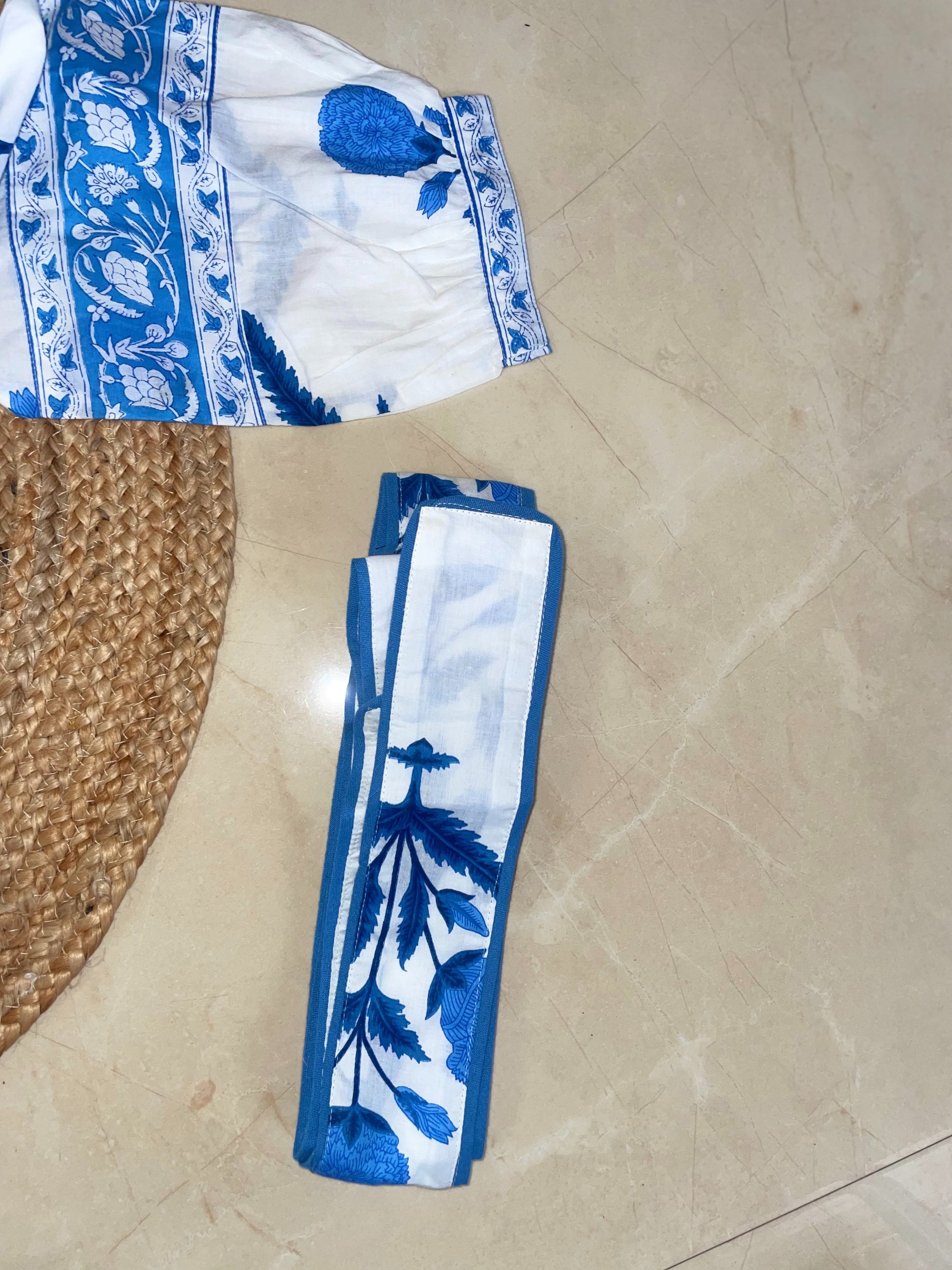 Blue Noor Hand Block Cotton Dress