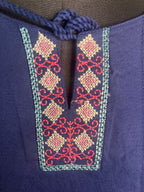 Royal Blue Tassel Cotton Short Kurti